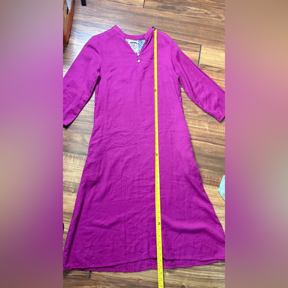 Ancestry xs fushia pink milkmaid pheasant dress button v neck